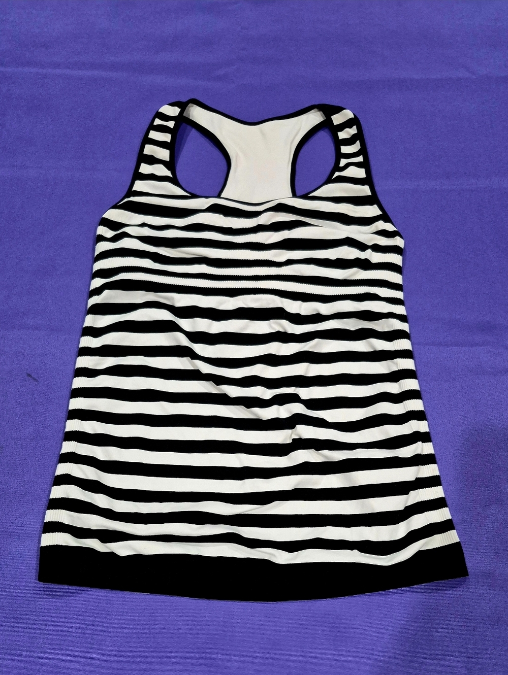 Bebe Black/White Stripes Racerback Tank w/Shelf Bra - P/XS.